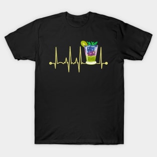 Funny Cocktail Glass Heartbeat Happy Cocktail Hour T-Shirt